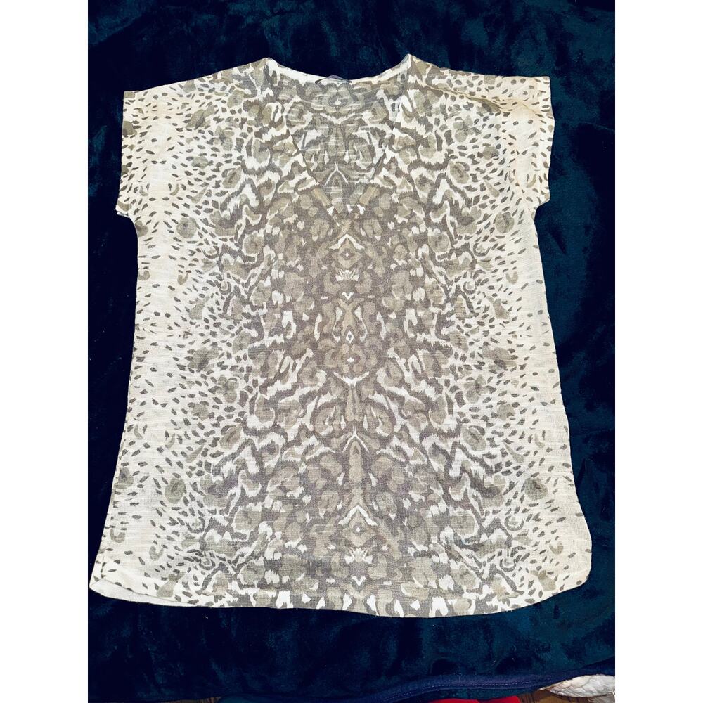 VINTAGE CULLEN GRAY LEOPARD ANIMAL PRINT DRAPEY VISCOSE TEE